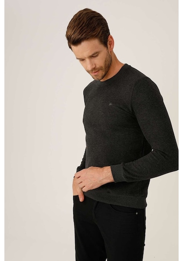 İgs Erkek Antrasit Standart Bisiklet Yaka Triko Antrasit