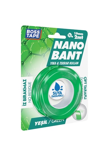 2 Metre Çok Güçlü Çift Taraflı Nano Bant Yeşil