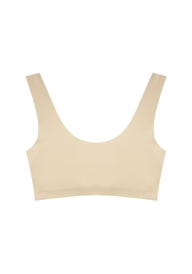 Ten Dikişsiz Lazer Kesim Sütyen Pedli Kadın Hayalet Sütyen Dalga Detaylı Ten