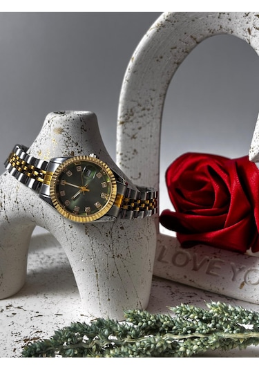 Yafani Gold Gümüş Kordon Kadın Kol Saati Yeşil