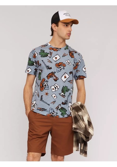 Zolla Baskılı Pamuklu Erkek Tişörtü 234588657 Gri
