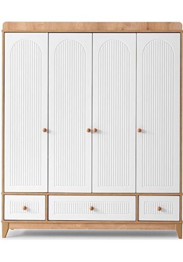 Aymini Strada 4 Kapılı Bebek Odası Takımı Ahşap  -  Beyaz