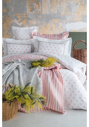 Apricitas Home Florantine Blush Çift Kişilik %100 Pamuk Nevresim Takımı Ve Battaniye-yatak Örtüsü Seti Pembe