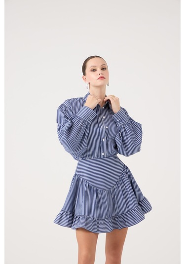 Holly Lolly Korse Görünümlü Mini Ashley Elbise Mavi