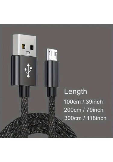 Oldfriend Hızlı Şarj Nylon Örgülü Micro Usb Kablosu Samsung Uyumlu Xiaomi Vivo Oppo Redmi Android Telefonlar İçin Mavi 1m
