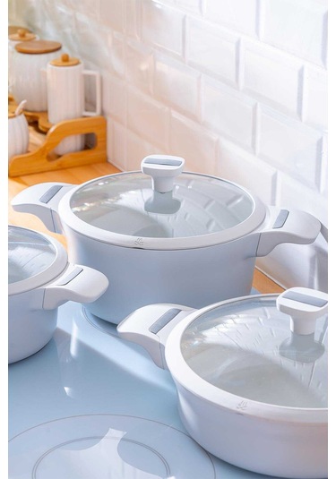 Acar Ultimate Pro Döküm 7 Parça Tencere Seti Beyaz