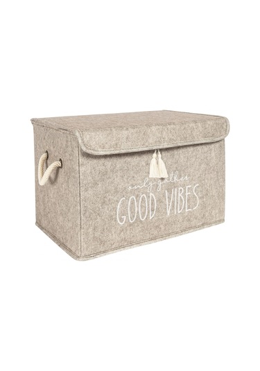 2 Adet Keçe Kapaklı Çok Amaçlı Mini Kutu Bej 35x24x24 cm Bej