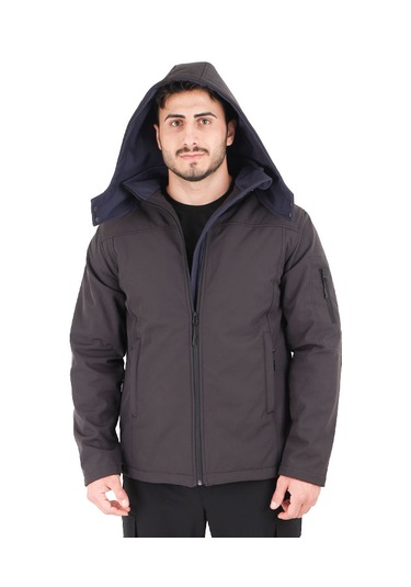 Zenobya Kapitone Softshell Erkek Kaban - Astarlı Antrasit