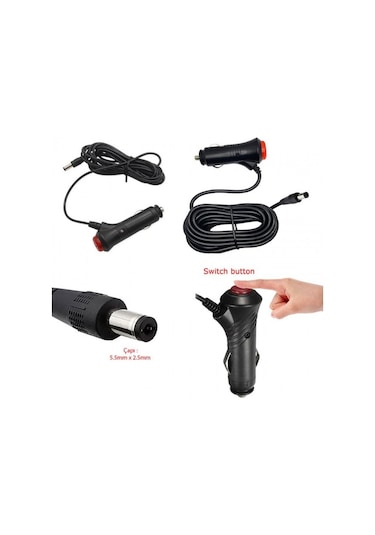 12/24v 5a Araç Şarj Adaptörü Gps Süpürge İçin 5.5mm 2.5 Mm Jak Uçlu Adaptör