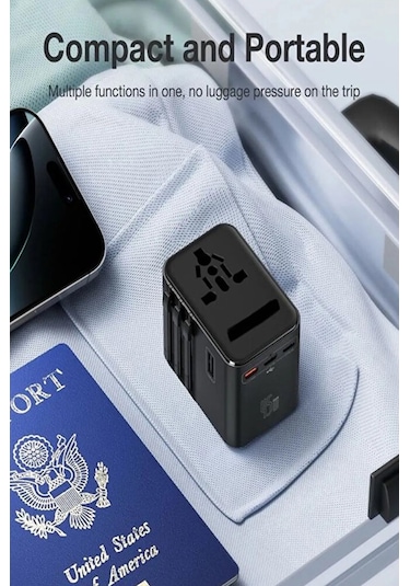Evrensel Seyahat Şarj Adaptörü Fiş Priz Dönüştürücü Priz 45w /2xu