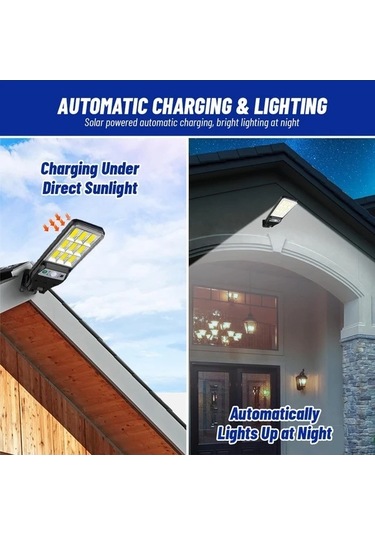 Fastbuy 1 Adet Güçlü Güneş Işığı Dış Mekan Led Duvar Lambası 3 Modlu Hareket Sensörlü Sokak Lambaları Bahçe Veranda Aydınlatm