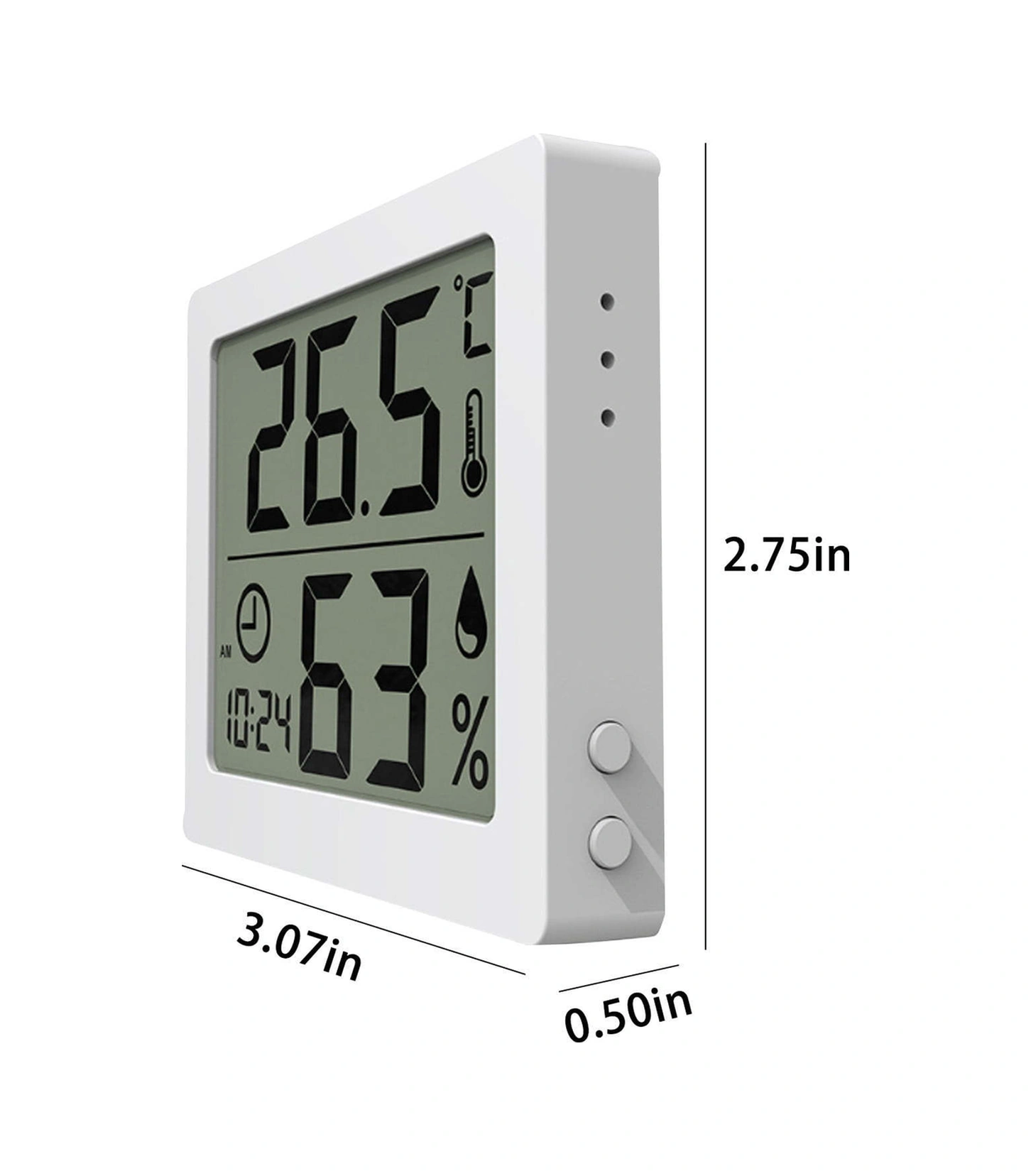 Konesam Ev İçi Dijital Sıcaklık Ve Nem Ölçer, Bebek Odası İçin Klimatik İzleme Sensörü, Beyaz, Kolay Kurulum