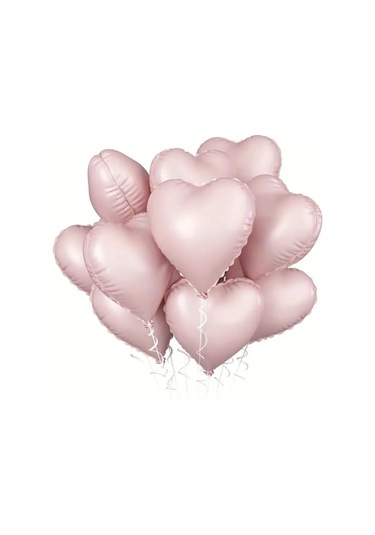 5 Adet 18 İnç 45 Cm Retro Kalp Folyo Balon Soft Pembe PEMBE