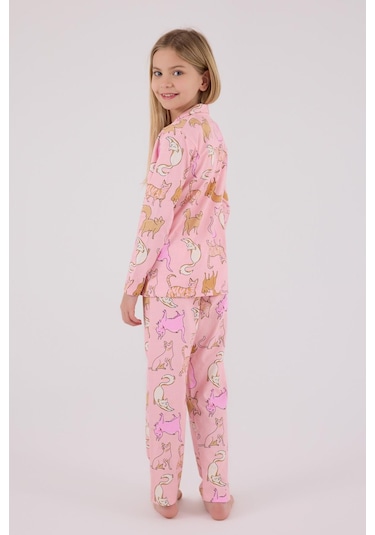 Rolypoly Kız Çocuk Gömlek Pijama Açık Pembe-1761 Pembe