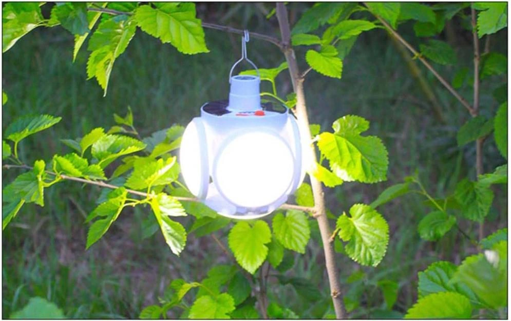 Sge Teknoloji Güneş Enerjili Solar 5 Taraflı Katlanabilir Bahçe Aydınlatma Lamba Işık Beyaz