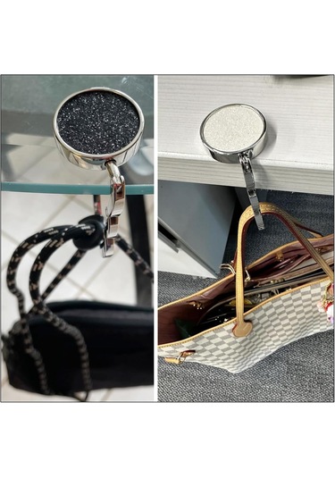 Suofeng Zinc Alloy Çiftlü Katlanabilir Çanta Kanca - Masa/ofis İçin, Kaymazsız, Taşınabilir, Siyah - Restoran Ve Çalışma Ortamları İçin Uygun