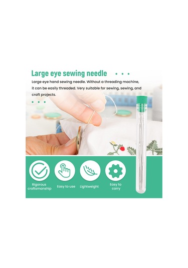 25 Büyük Gözlü Dikiş İğnesi - Dikiş Ve El Sanatları İçin 5 Boyut