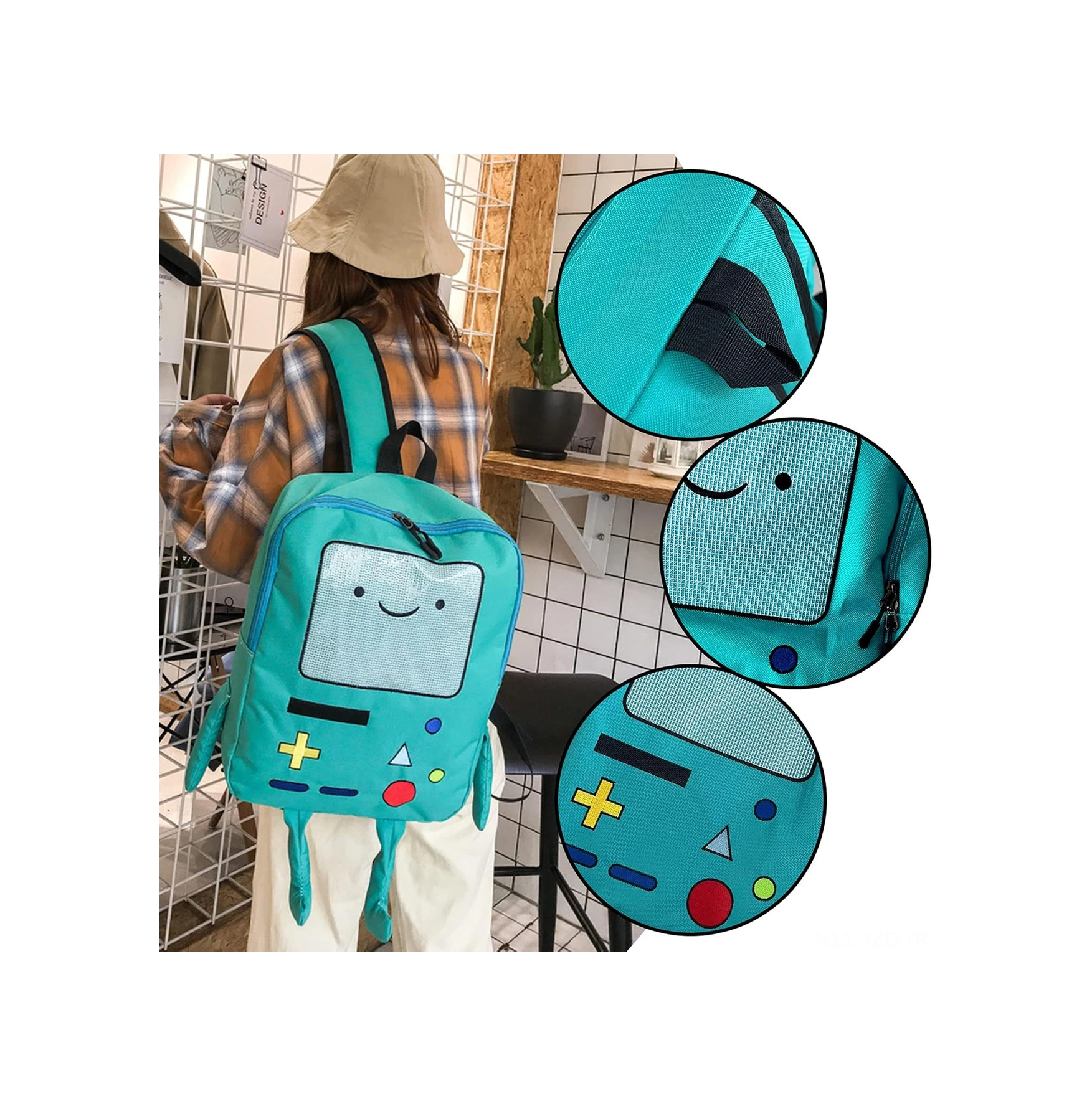 Yuntech01 Klasik Oyun Konsolu Desenli Kumaş Çift Omuz Çanta - Mavi, Tek/çift Omuz Dönüşümlü, Okul/seyahat İçin 29x11.5x39cm Çok Renkli