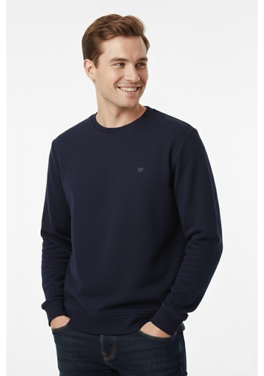 Dynamo Erkek Büyük Beden Sıfır Yaka Selanik Sweatshirt Bgl-st04927 Lacivert