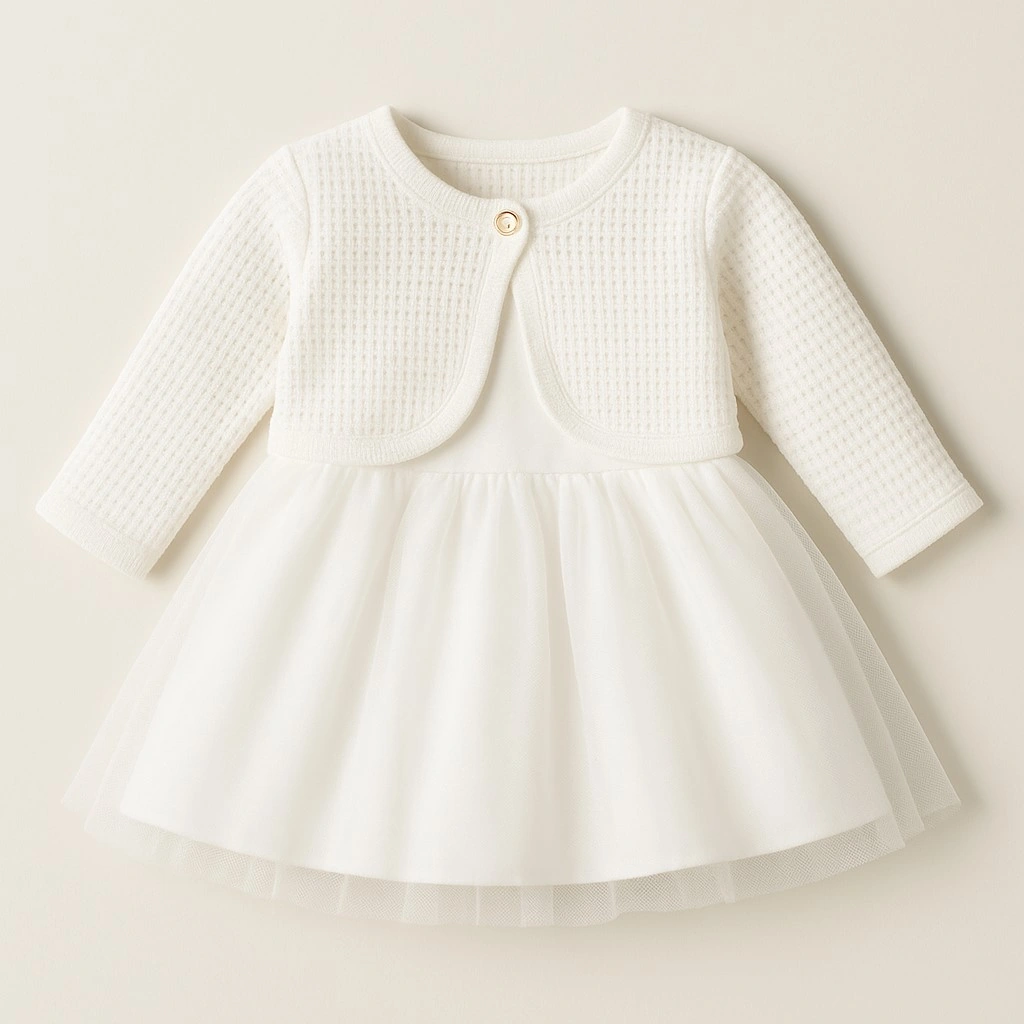 Bolero Hırkalı Kız Çocuk Tüllü Elbise KREM