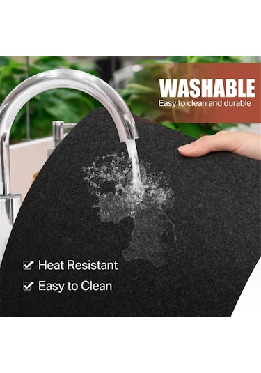 Xiaaokeji Set Yıkanabilir Keçe Amerikan Servis Masa Örtüleri Yalıtım Pedleri Siyah Siyah