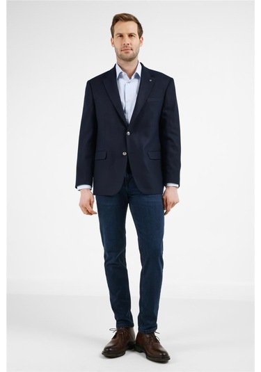 İmza Koyu Lacivert Mono Yaka 4 Drop Comfort Fit Ceket 1002255160 Koyu Lacivert