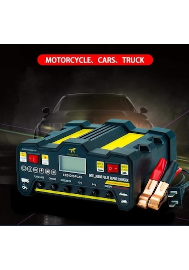 12v24v 220w Araç Akü Şarj Cihazı, Tam Otomatik Yüksek Frekanslı Akıllı Darbe Onarım Şarj Cihazı, Lcd Ekran Yüksek Güçlü Şarj Cihazı Xp