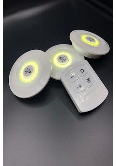 3lü Uzaktan Kumandalı Yapışkanlı Kablosuz Led Spot Lambalar Siyah