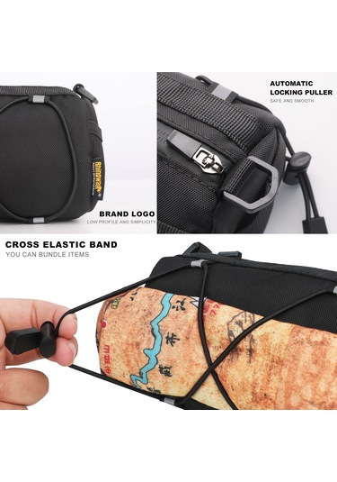 Moveevo Siyah 2.4l Bisiklet Ön Çantası, 160g Hafif, Poliester, Ayarlanabilir Askı, 24.5x10cm, Arabaya/bisiklete Uygun Siyah