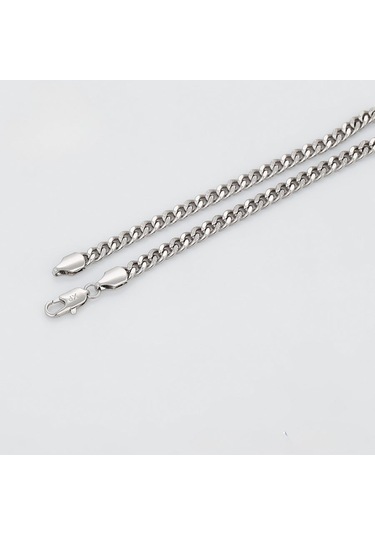 Platin Kaplama Klasik Gurmet Zincir Kolye / 55 Cm Silver