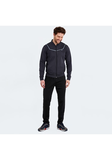 Slazenger ROOSEVELT IN Erkek Cepli Fermuarlı Koyu Gri Eşofman Takımı