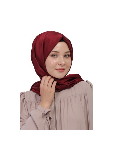 Çift Taraflı Düz Jakar Şal Parlak & Mat Dokulu, Özel Gün Şalı, Düz Renk Bordo