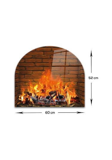 Decorita Cam Ocak Arkası Koruyucu | Oval Şekilli | Odunlu Şömine
