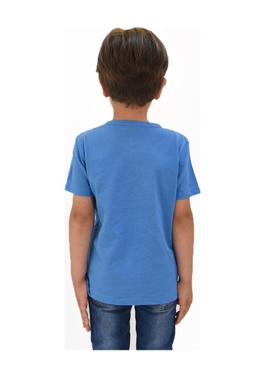 Luess Erkek Çocuk Nakış Detaylı Hakim Yaka Tshirt-mavi Mavi