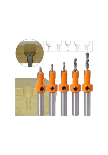 Jinchao-router Bitleri, 1pcs 8mm Shank Counterk Router Bit Set Vidalı Çıkarma Yıkımı Freze Kesici, Ev Ve Dıy Renk: 5pcs