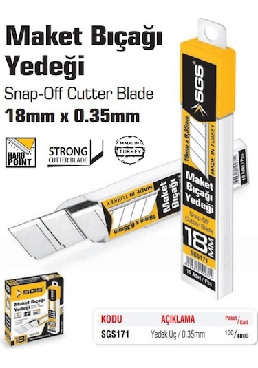 Sgs Maket Bıçağı Yedeği 18 MM Pk 10 Sgs171