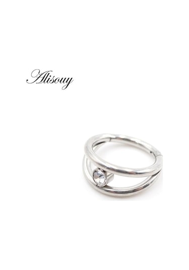 Novahub Gümüş Alisouy 1 Adet Iki Katmanlar Zirkon Cz Kıkırdak Küpe Paslanmaz Çelik Menteşeli Septum Clicker Burun Piercing &hızma 56699022 Gümüş Gümüş