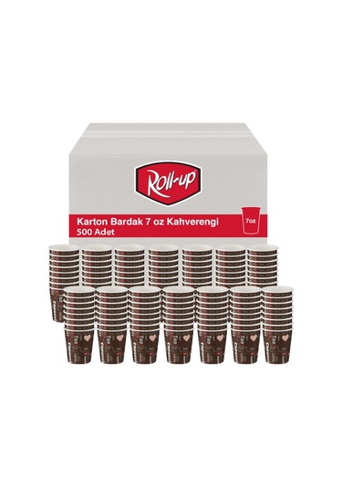 Roll-up Karton Bardak 7 Oz Cafe Baskılı Kahverengi 500 Adet