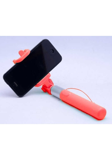 Kilifone - Selfie Çubuğu Monopad Selfie Çubuğu Kablolu - Kırmızı - T4954
