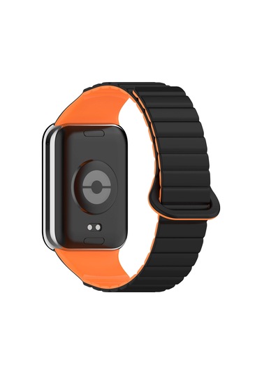 Ekılıf - Xiaomi Redmi Watch 4 Uyumlu - Kordon Silikon Kordon Strap Kayış Krd-105 - Beyaz-siyah