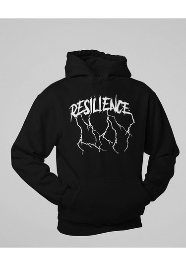 Sevbano Resilience Baskılı Unisex Oversize Tasarım Hoodie Siyah