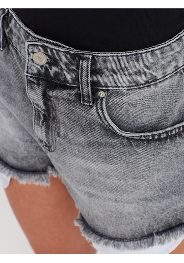 Dilvin 72014 Kar Yıkama Kısa Denim Şort-antrasit Antrasit