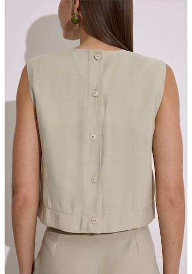 Modal Kolsuz Kısa Bluz Çağla Çağla