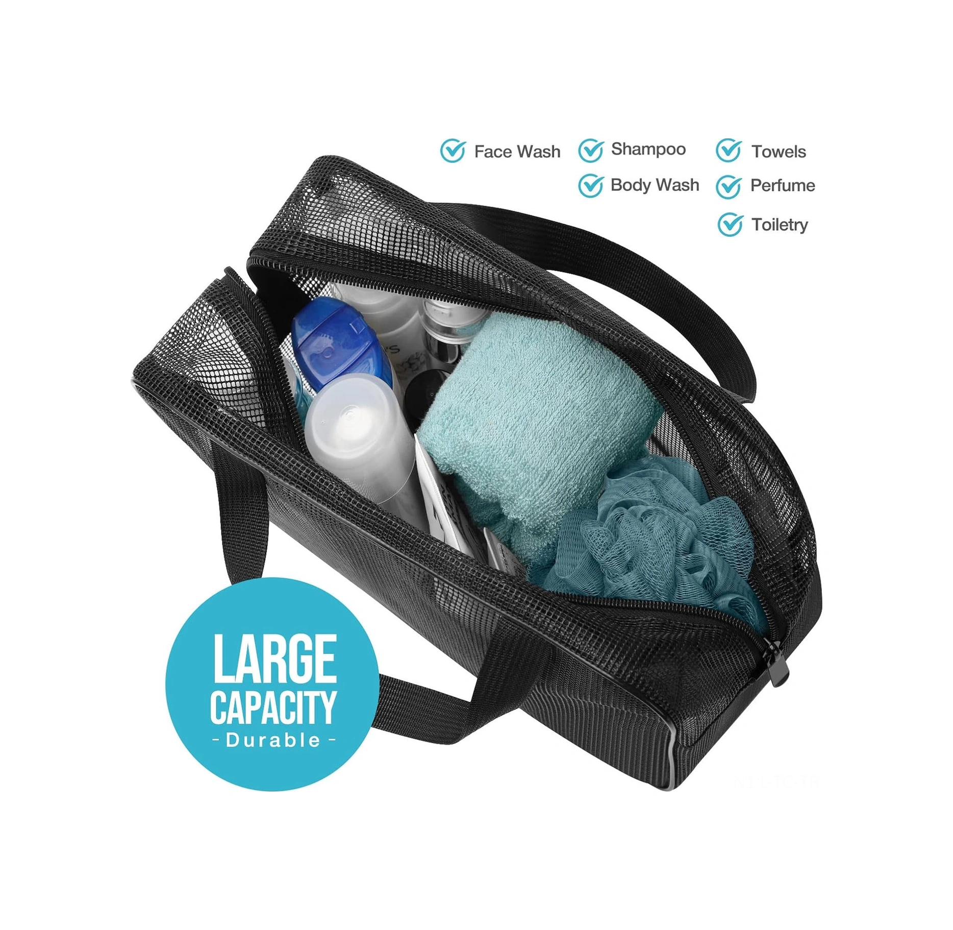 Skycity Büyük Boy Siyah Taşınabilir Duş Ve Spor Gereçleri Çantası - Kişisel Bakım, Yurt Odası, Spor Salonu İçin Düzenleyici Çanta Siyah