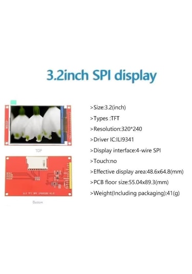 3.2 İnç İli9341 Tft Spi Display