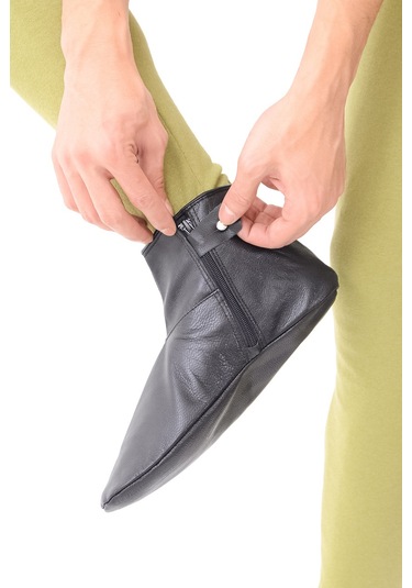 Hakiki Oğlak Derisi Astarsız Ve Fermuarlı Mest Siyah