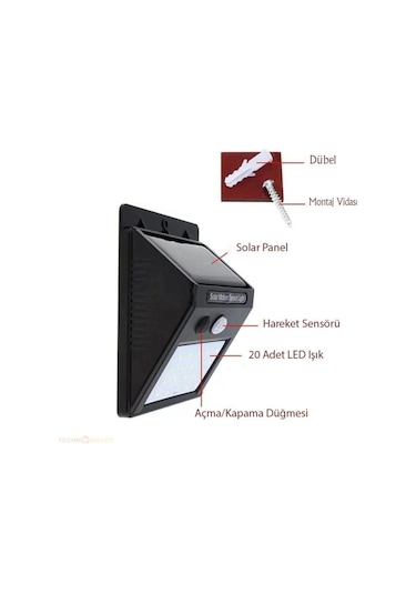 Hareket Sensörlü Solar Dış Mekan Lambası