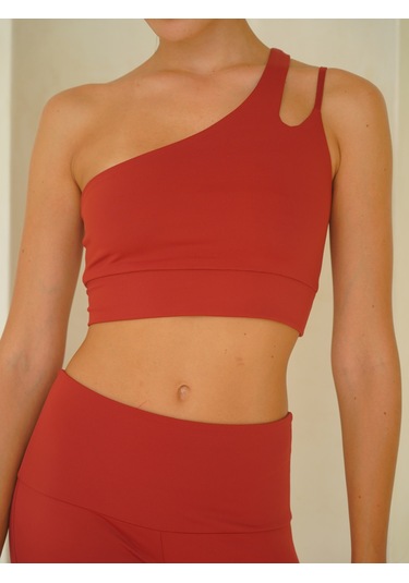 Asana Omuz Detay Spor Bordo Crop Bordo