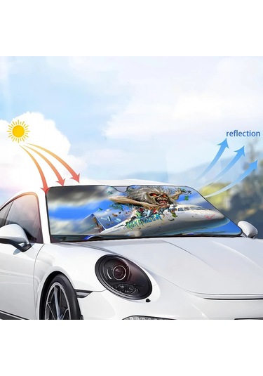 Goldenqian I-ıron Maıden Araba Pencere Ön Cam Kapak Güneş Gölge Otomatik Güneşlik Araba Kapakları Araba Güneş Koruması Z7