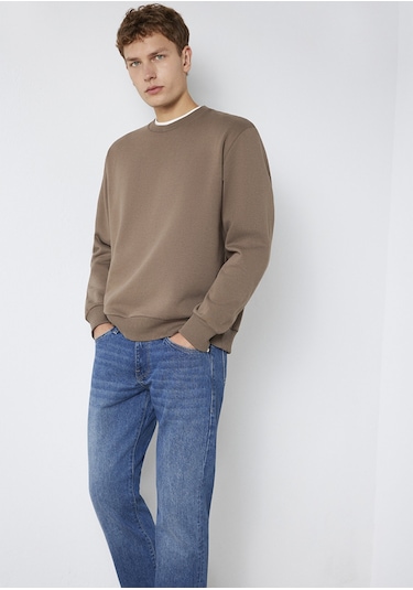 Mavi - Bisiklet Yaka Kahverengi Basic Sweatshirt 0s10276-87875 Kahverengi